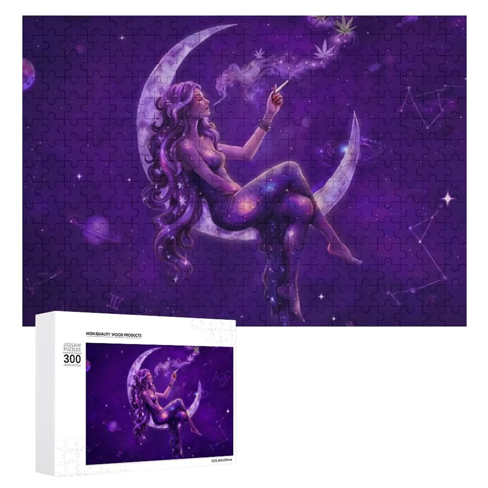 Ganja Goddess Moon Chillin Wooden Picture Puzzle
